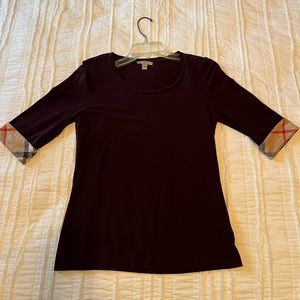 Burberry Maroon 3/4 sleeve top